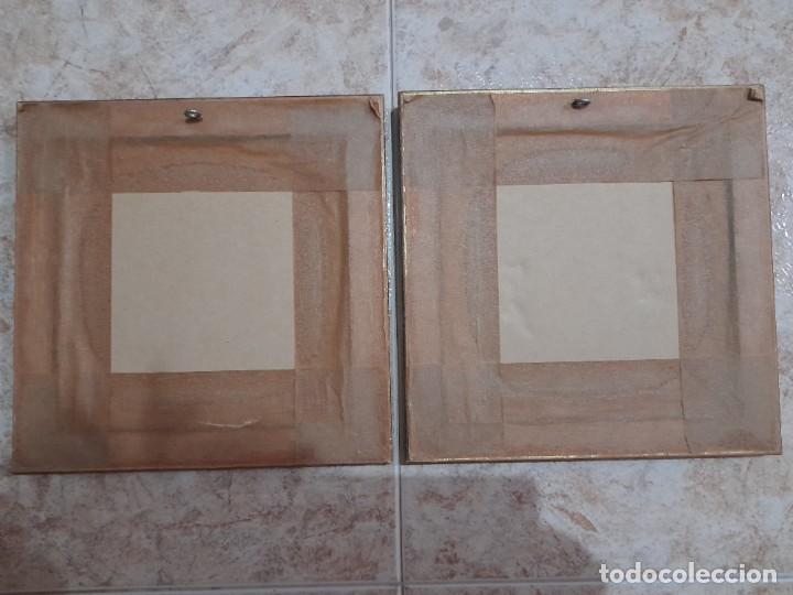 Vintage: 2 CUADROS CON QUERUBINES Y MUJER 20 X 20 CM - Foto 4