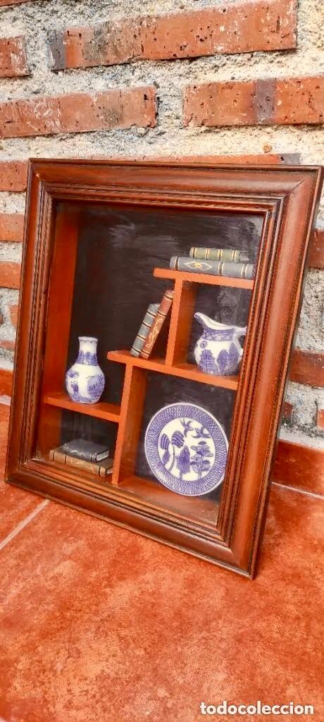 Vintage: CUADRO VITRINA CON LIBROS Y PORCELANA - Foto 6