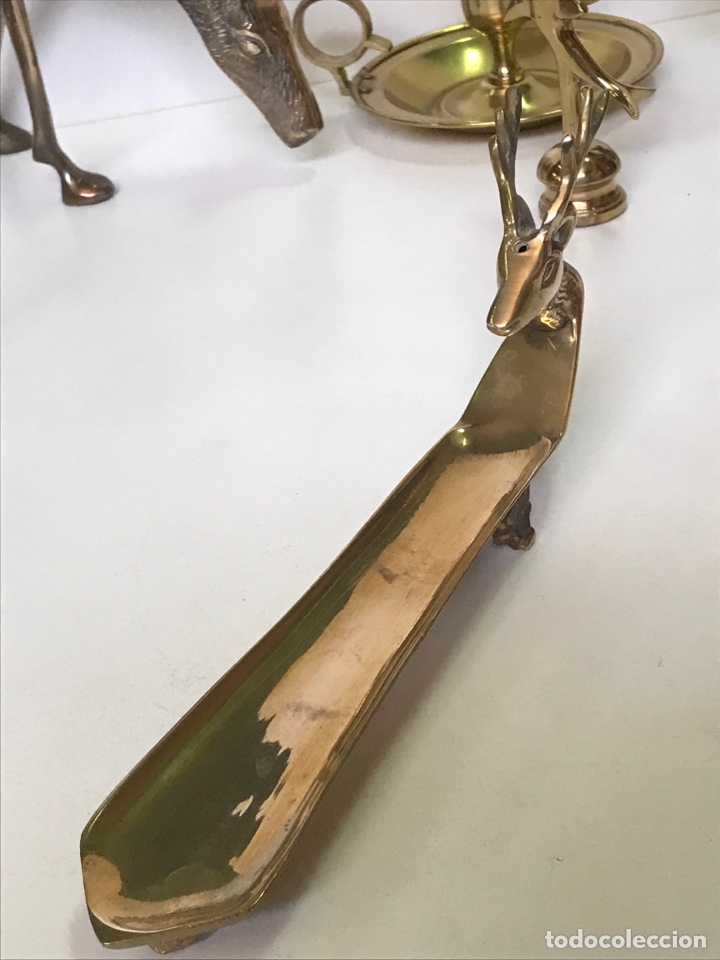 Vintage: Soporte para abre cartas o similar de lat&oacute;n 23x10x4.5cm