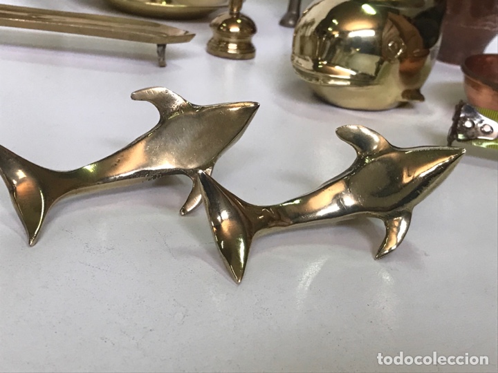 Vintage: 2 delfines de lat&oacute;n 9.5x5cm cada uno - Foto 2