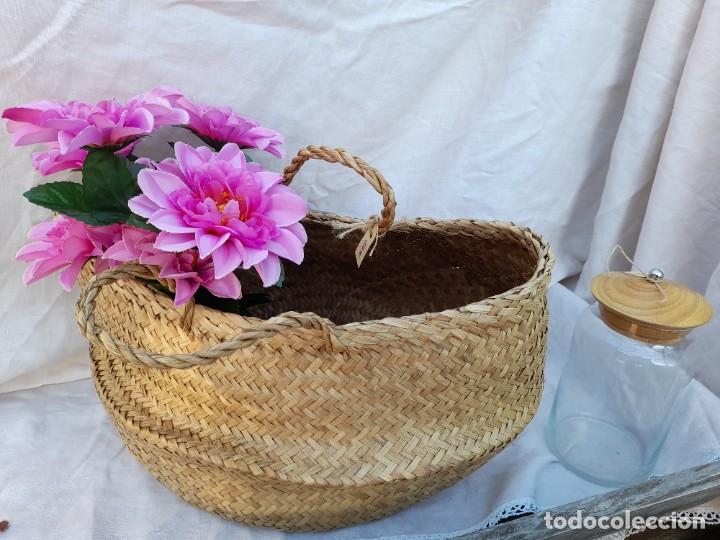 Vintage: Cesta de fibras naturales - Foto 1