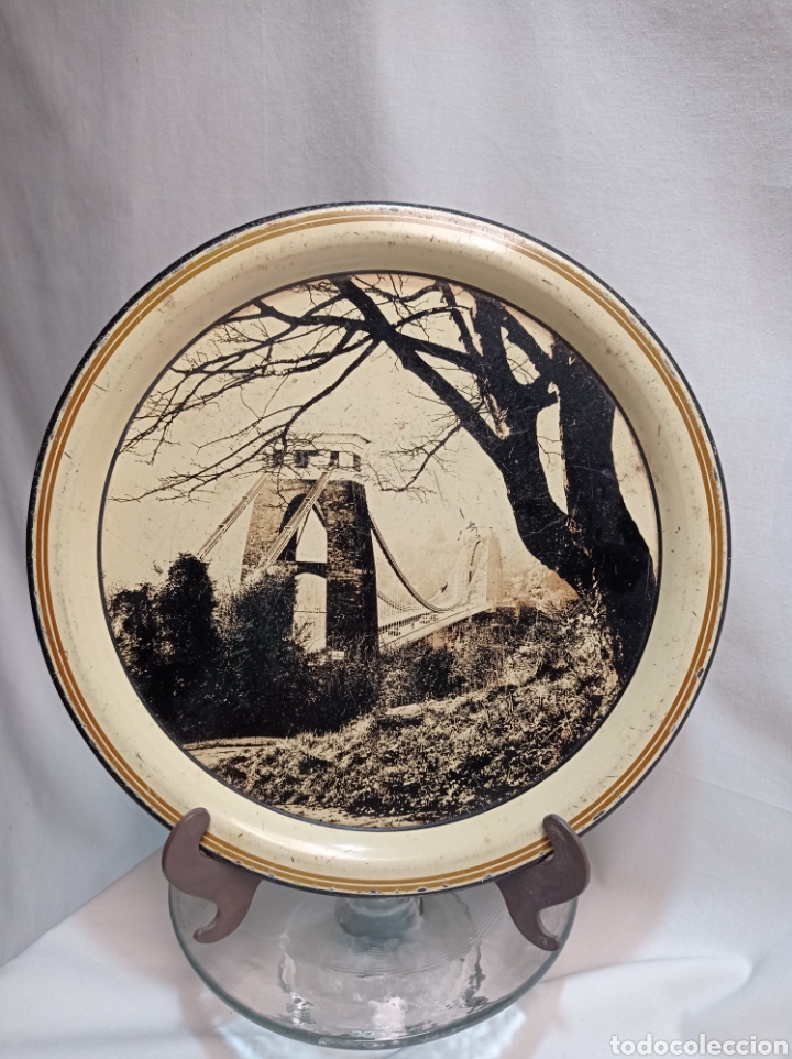 Vintage: ANTIGUA BANDEJA DE METAL THE CLIFTON SUSPENSION BRIDGE. AVON TIN OF BRISTOL