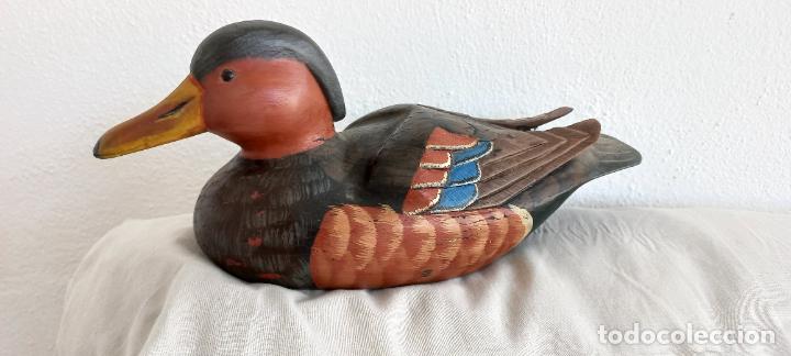 Vintage: MAGNIFICO PATO DE MADERA 27 CM. PARA DECORACION O RECLAMO SE&Ntilde;UELO DE CAZA DUCK DECOY
