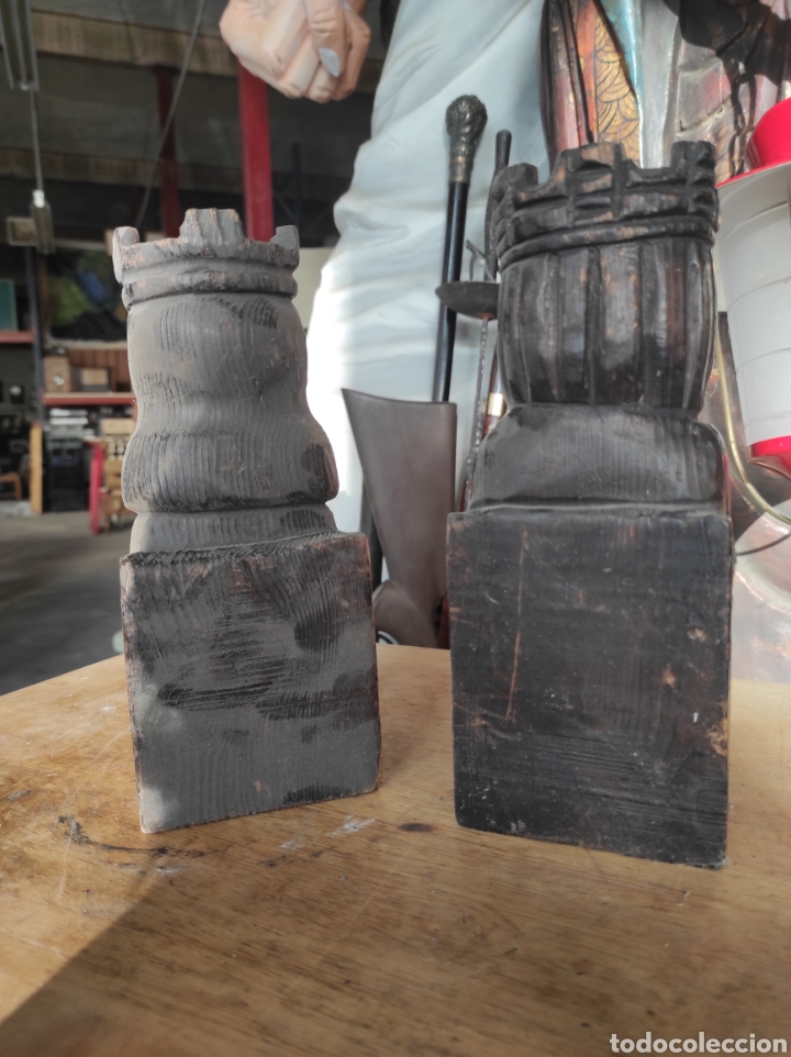 Vintage: Pareja de figuras de madera sujetalibros - Foto 2
