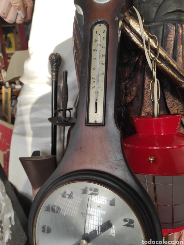 Vintage: Term&oacute;metro bar&oacute;metro reloj de pared 72 cm - Foto 3