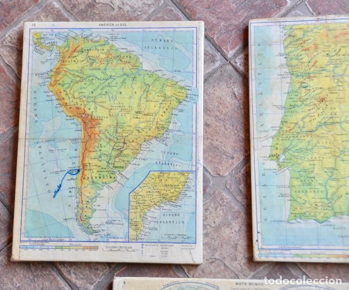 Vintage: 3 l&aacute;minas mapas sobre corcho - Foto 2