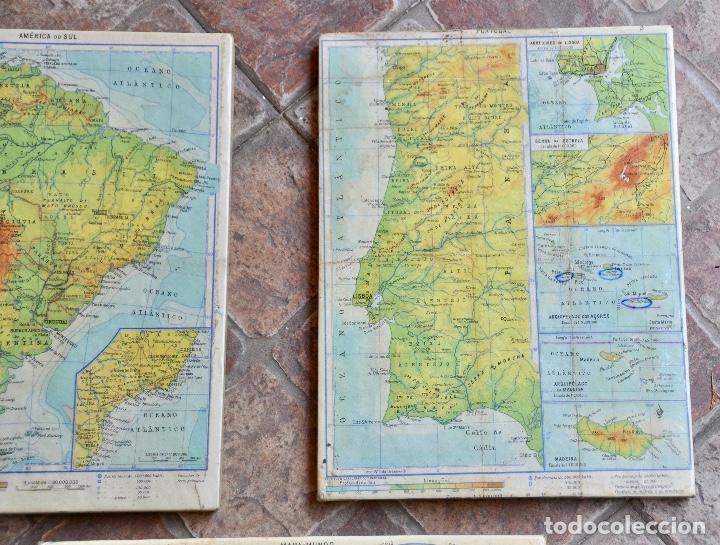Vintage: 3 l&aacute;minas mapas sobre corcho - Foto 3