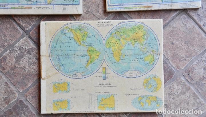 Vintage: 3 l&aacute;minas mapas sobre corcho - Foto 4