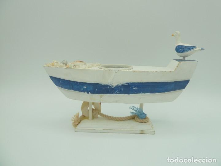 Vintage: Portavela de madera en forma de barco. - Foto 3