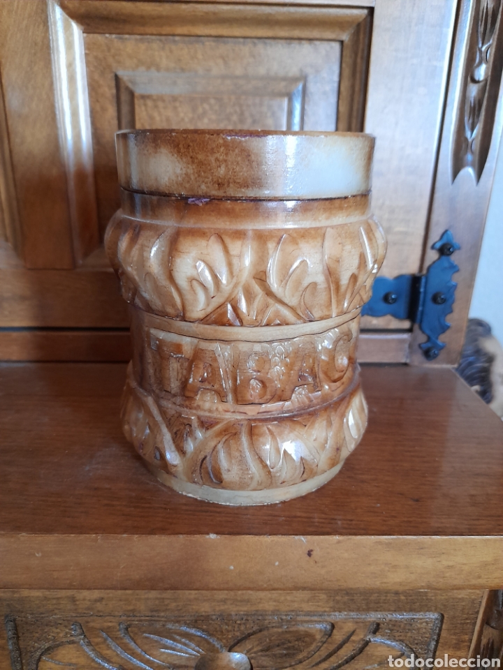 Vintage: Antiguo bote de Tabaco de alabastro o m&aacute;rmol