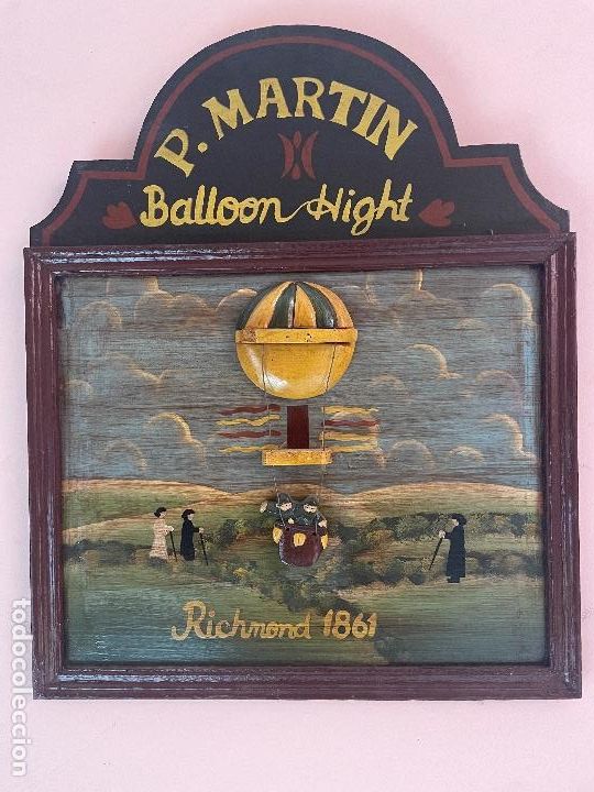 Vintage: Cuadro Vintage en relieve madera Balloon Hight - Foto 1