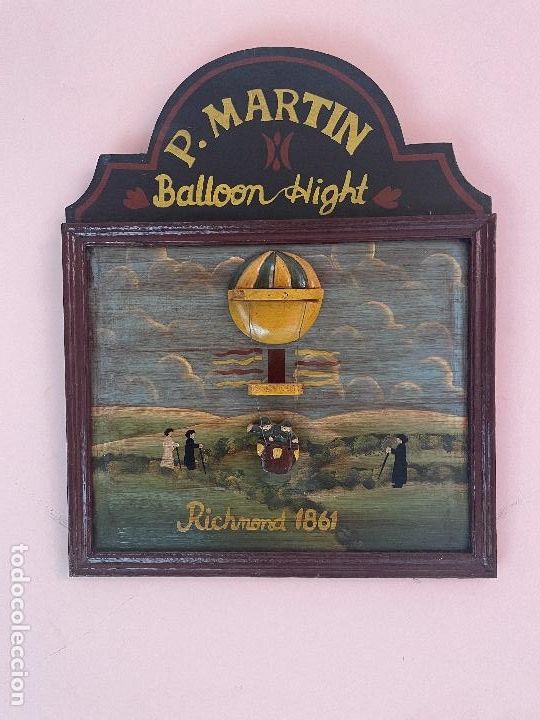 Vintage: Cuadro Vintage en relieve madera Balloon Hight - Foto 4