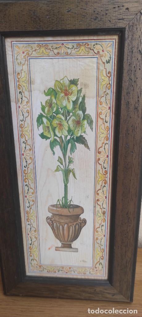 Vintage: CuADRO MADERA MOTIVOS FLORALES - Foto 2