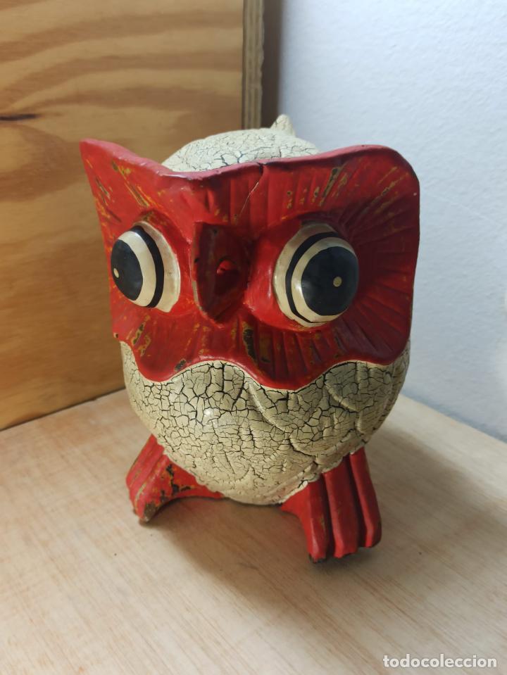 Vintage: Buho de madera - 19 x 17 cm. (ref 22)