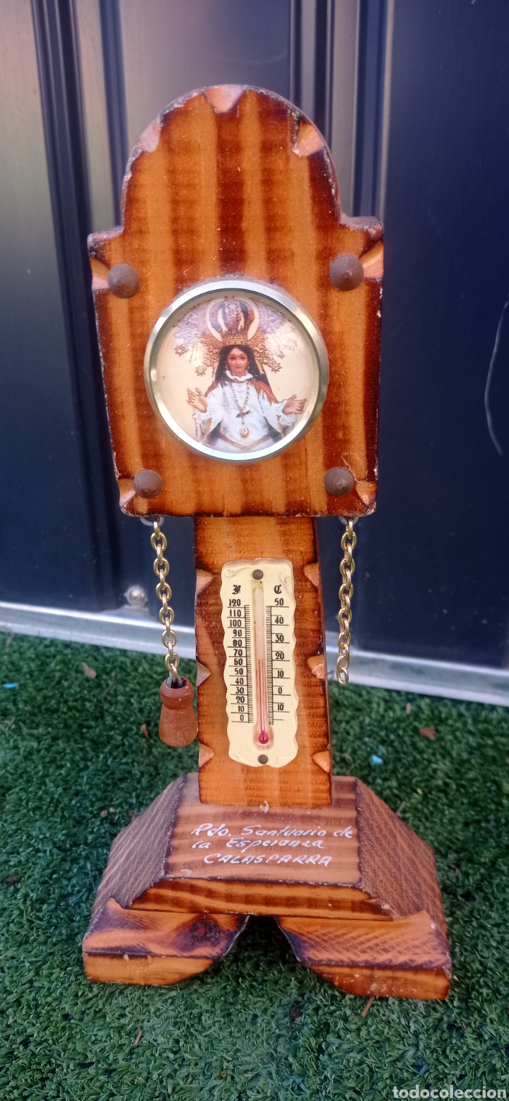 Vintage: Term&oacute;metro madera virgen de la Esperanza Calasparra - Foto 2