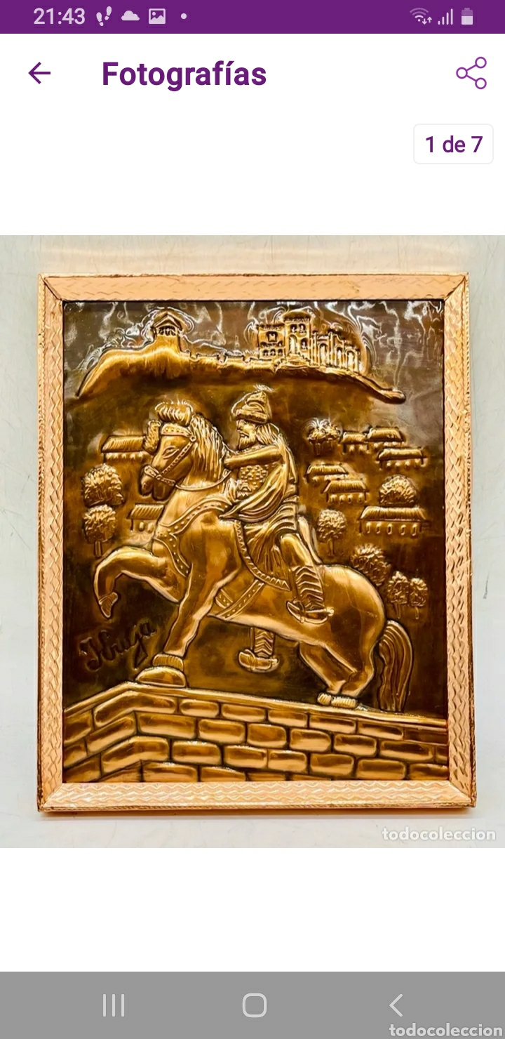 Vintage: Cuadro en Relieve de Cobre, medidas 32 X 26 cms