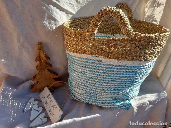 Vintage: Cesta de fibras naturales - Foto 1