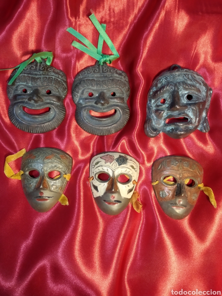 Vintage: Esculturas mascaras de bronce - Foto 1