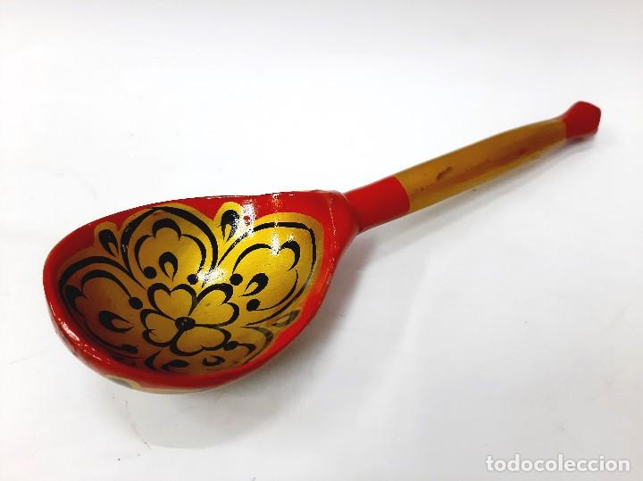 Vintage: Cuchara rusa peque&ntilde;a de madera Hohloma(2.4) - Foto 4