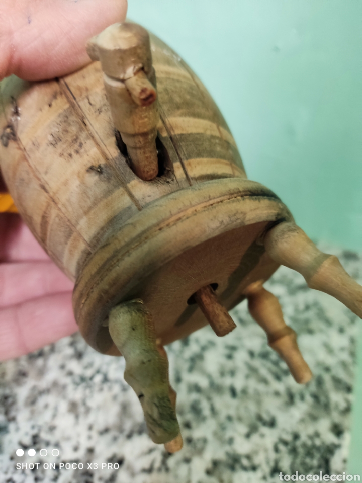 Vintage: Antiguo palillero de madera forma de barril - Foto 6