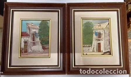 Vintage: PAREJAS DE CUADROS DE OLEOS SOBRE MADERA, CUADRO-518
