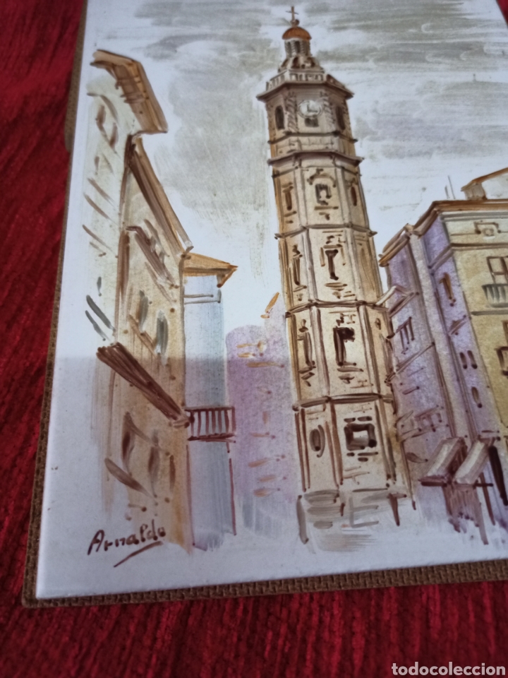 Vintage: Azulejo pintado.Firma Arnaldo. - Foto 3