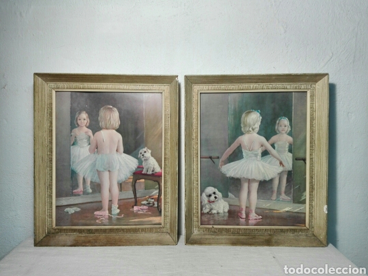 Vintage: PAREJA DE L&Aacute;MINAS ENMARCADAS - Foto 1