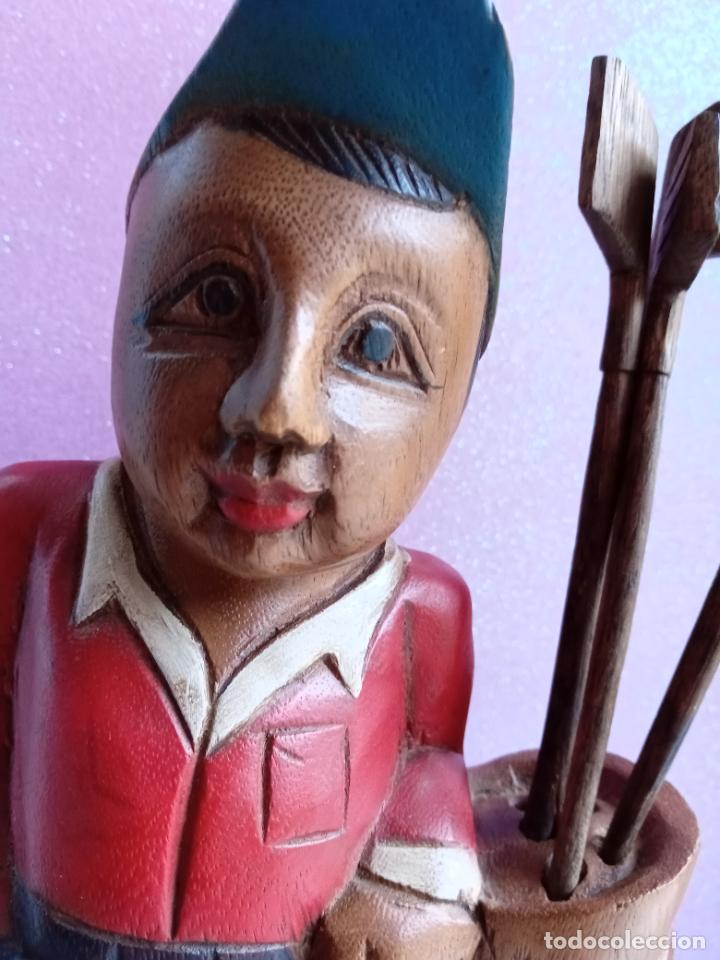 Vintage: TALLA DE MADERA ARTESANAL - JUGADOR DE GOLF