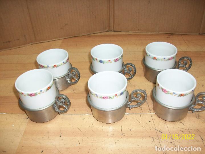 Vintage: LOTE DE 6 POCILLOS CON SU BASE - Foto 1