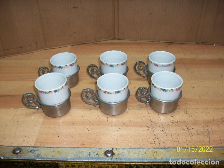 Vintage: LOTE DE 6 POCILLOS CON SU BASE - Foto 2