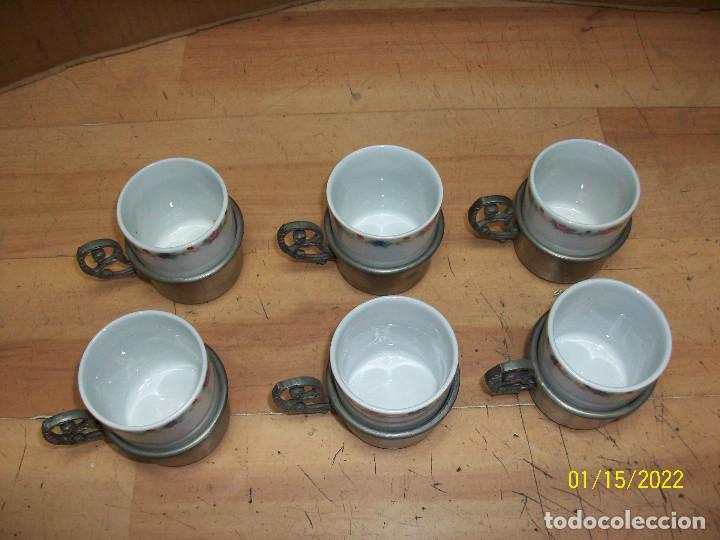 Vintage: LOTE DE 6 POCILLOS CON SU BASE - Foto 3