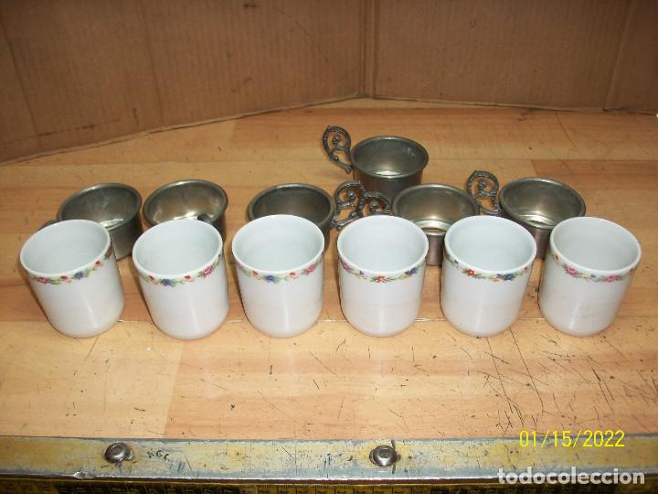 Vintage: LOTE DE 6 POCILLOS CON SU BASE - Foto 4