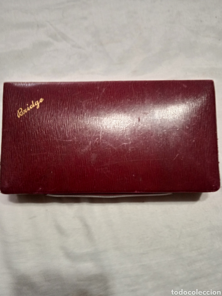 Vintage: Caja piel ,cartas juego britge