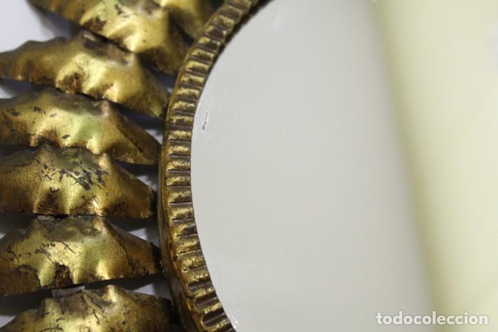 Vintage: ANTIGUO ESPEJO SOL DE CHAPA DORADO - Foto 11
