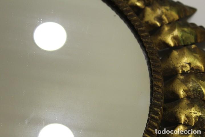 Vintage: ANTIGUO ESPEJO SOL DE CHAPA DORADO - Foto 13