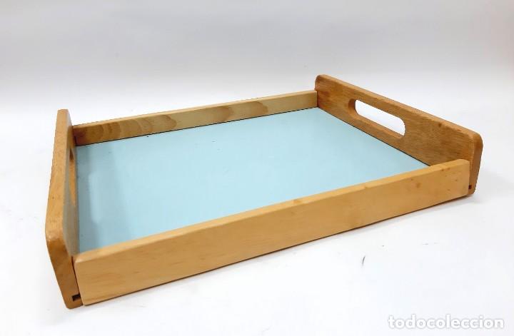 Vintage: Bandeja vintage rectangular de madera con asas - Foto 1