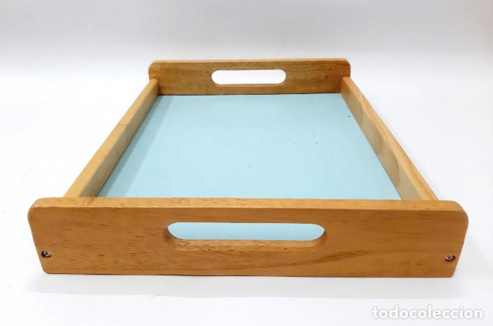 Vintage: Bandeja vintage rectangular de madera con asas - Foto 3