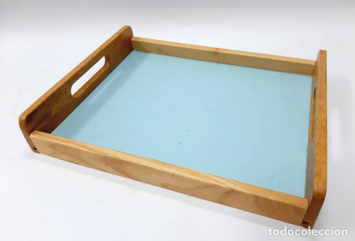 Vintage: Bandeja vintage rectangular de madera con asas - Foto 5