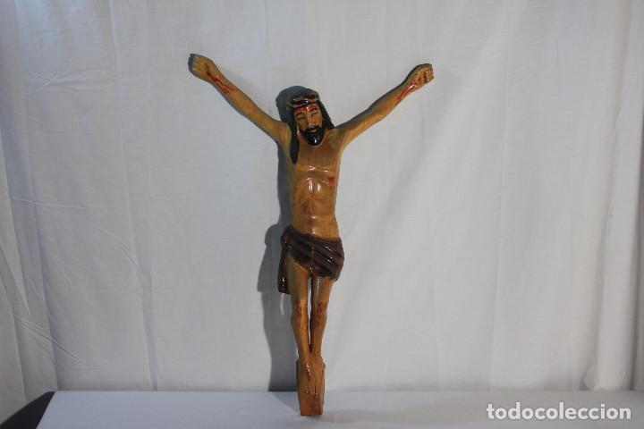 Vintage: CRISTO CRUCIFICADO MADERA CALZON ROJO - Foto 1