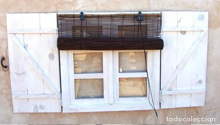 Vintage: ventana de madera con postigos o contraventanas y estor, blanco a la tiza, vintage,, ven365 -- ve37