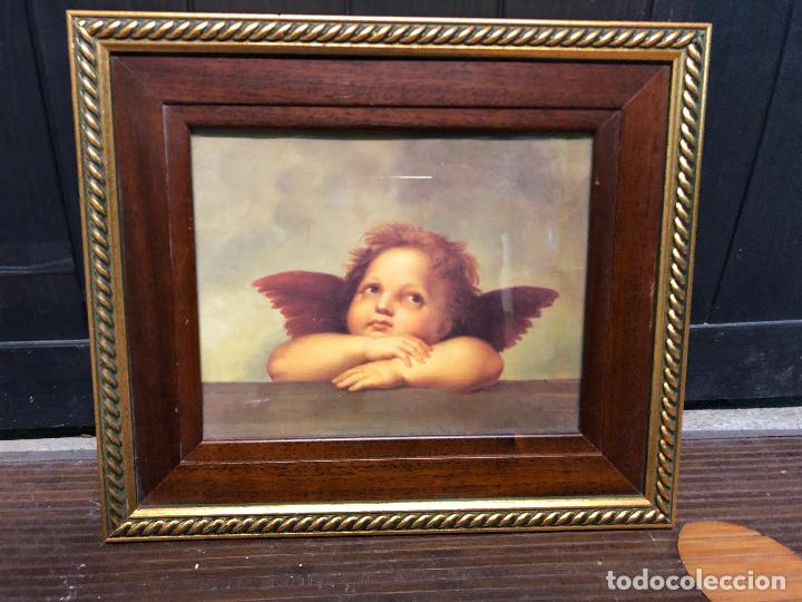 Vintage: peque&ntilde;o querubin enmarcado 37 cm x 30 cm