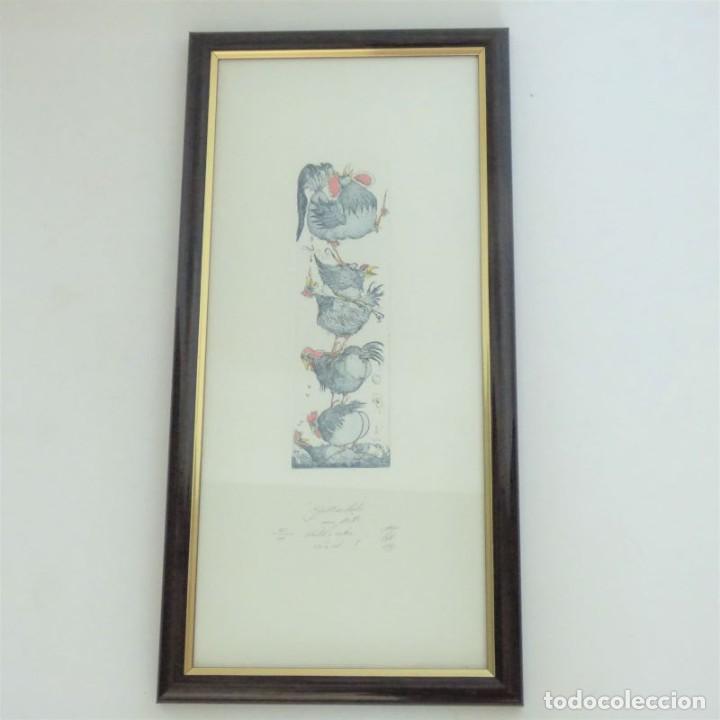 Vintage: Grabado de Armin Hott &rdquo;Pollos&rdquo; 1997 - Foto 1
