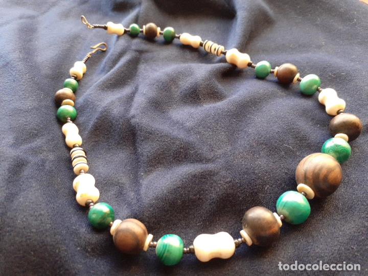 Vintage: Collar malaquita y madera - Foto 1