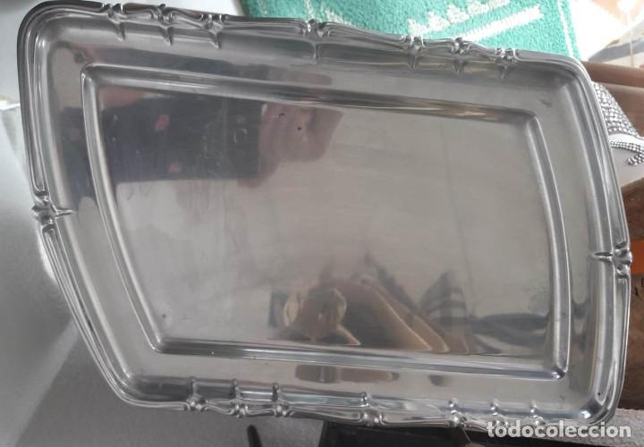 Vintage: Original bandeja romboide de metal plateado