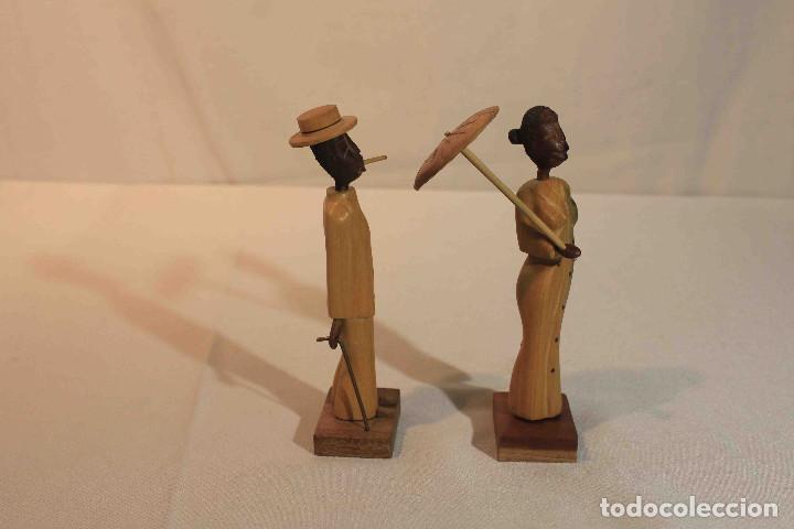 Vintage: PAREJA TALLA MADERA INDIANOS - Foto 4