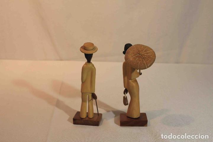 Vintage: PAREJA TALLA MADERA INDIANOS - Foto 5