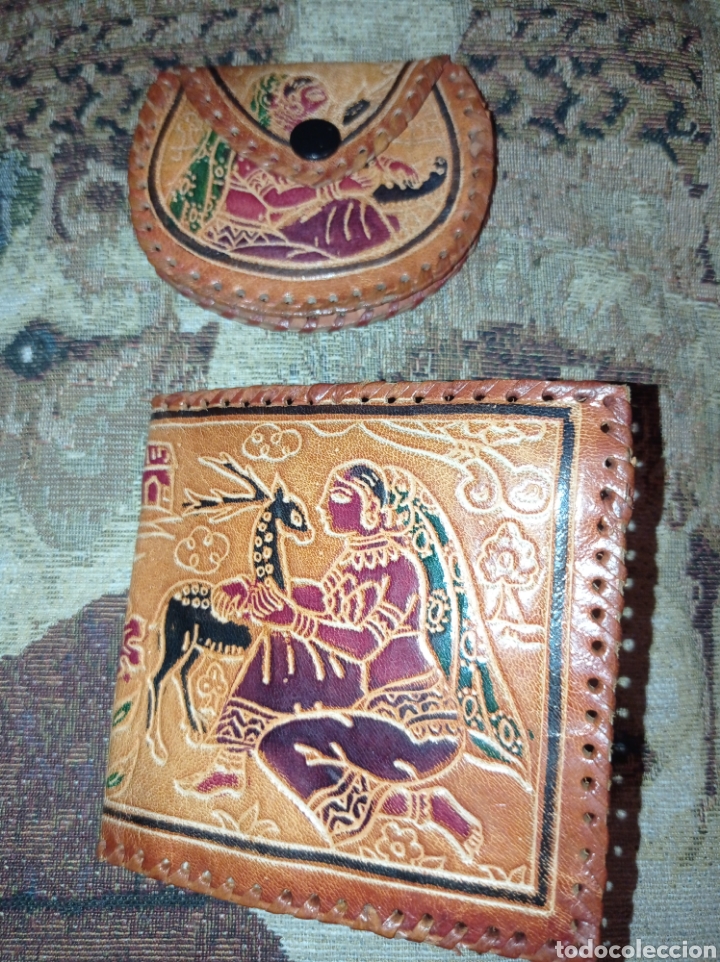 Vintage: Cartera y monedero de cuero