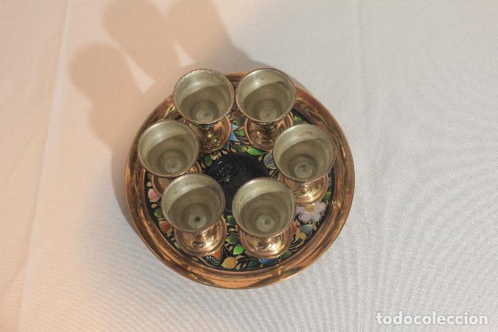 Vintage: CONJUNTO 6 COPAS Y BANDEJA TIPO CLOISONNE - Foto 2