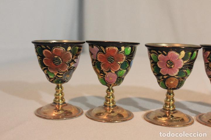 Vintage: CONJUNTO 6 COPAS Y BANDEJA TIPO CLOISONNE - Foto 4