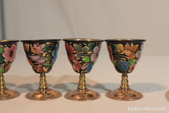 Vintage: CONJUNTO 6 COPAS Y BANDEJA TIPO CLOISONNE - Foto 5